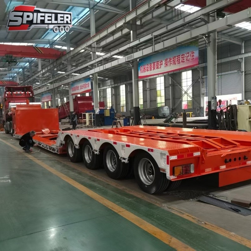 Four Axle Low Flatbed Semi Trailer factory